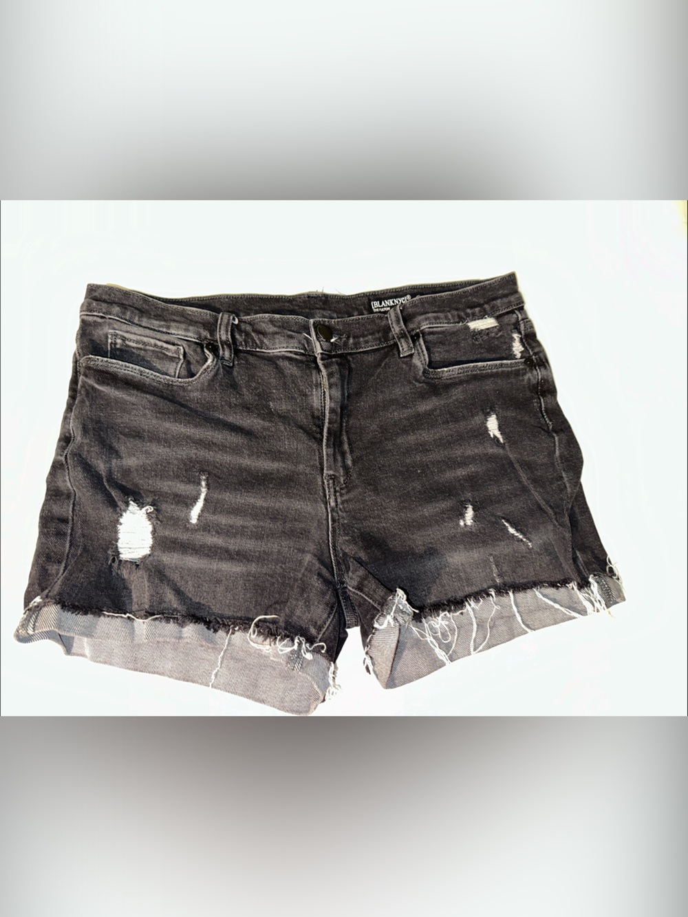 Blank NYC Black Distressed Cutoff Denim Shorts